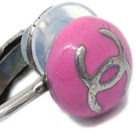Chanel Button Earrings Clip-On Pink 03C - Picture 2 of 4